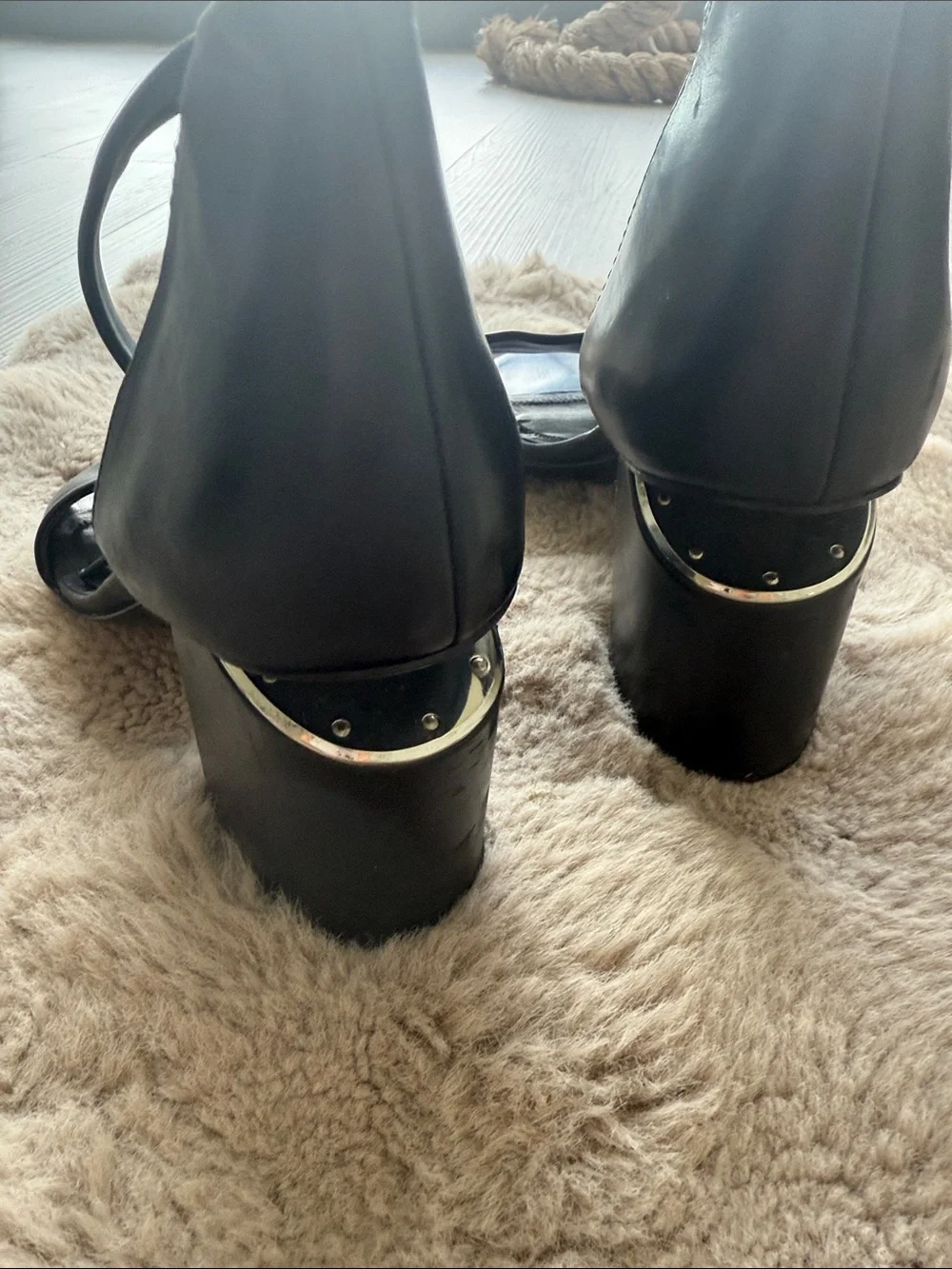 Alexander Wang Black Platform Sandals with Silver Trim